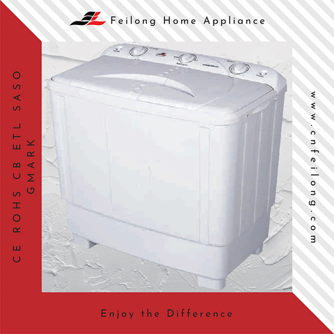 Machine à laver à baignoire jumelle à linge à linge en verre semi-automatique